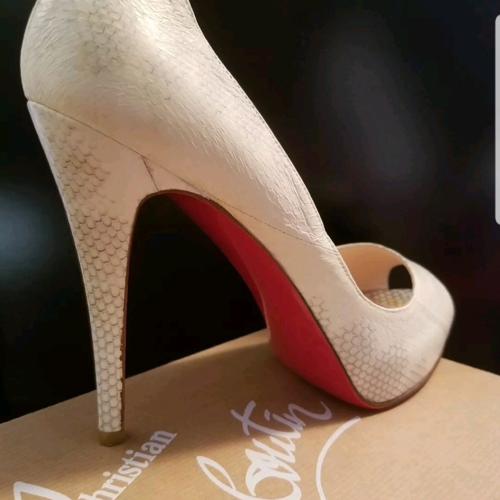 Authentic Christian Louboutin Python Peeptoe Heels - image 7